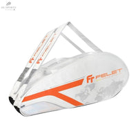 Sac De Sport FELET Tournament Blanc/Orange - Compartiments Pour 6 Raquettes, Poche À Chaussures, Rangement Pratique - DC.SPORTS