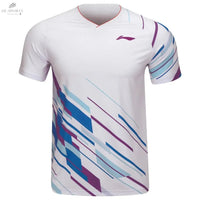 T-Shirt Li - Ning Brush Unisexe Blanc – Confort Optimal & Tissu Respirant Pour Badminton - DC.SPORTS