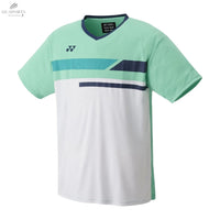 T-Shirt Yonex Homme YM0029EX Blanc Vert - Polyester, Col V, Technologie VeryCool Dry - DC.SPORTS